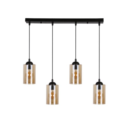 Bistro lampa wisząca czarny 4x40w e27 klosz brązowy