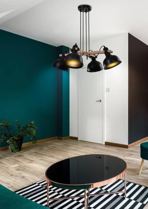 Lampa wisząca regulowana czarna klosz loft Reno