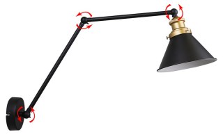 Fundo lampa kinkiet czarny+złoty 1x40w e27 klosz czarny