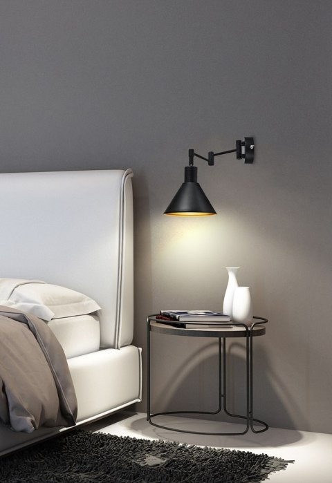 LAMPA ŚCIENNA LOFT KINKIET REGULOWANY DO SALONU SYPIALNI CZARNY Copenhagen