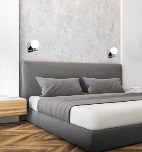 Raisa lampa kinkiet chromowy 1x40w g9 klosz biały