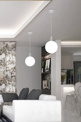 Lampa wisząca biały klosz kula 15cm Oden 31-03287