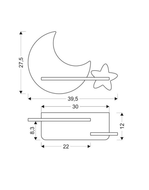 MOON LAMPA KINKIET ŚCIENNY 5W LED IQ KIDS Z PRZEWODEM Z WŁ. I WTYCZKĄ ZŁOTY+SZARY