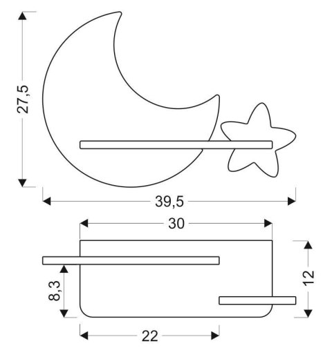 LAMPA MOON KINKIET ŚCIENNY 5W LED IQ KIDS ZŁOTY+SZARY