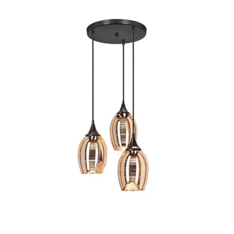 Lampa wisząca czarno-miedziana lustrzane klosze Marina