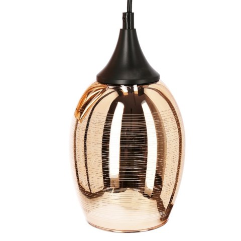 Lampa wisząca czarno-miedziana lustrzane klosze Marina