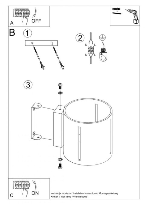 Sollux Lampa Kinkiet INEZ szary
