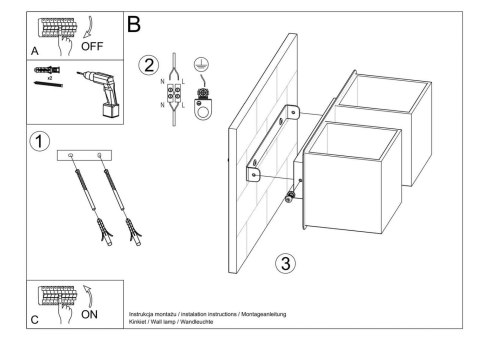 Sollux Lampa Kinkiet QUAD 2 szary
