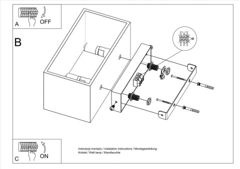 Sollux Lampa Kinkiet QUAD MAXI szary