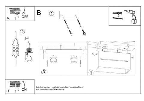 Sollux Lampa Plafon LOBO MAXI czarny