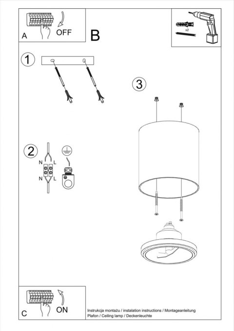 Sollux Lampa Plafon TIUBE czarny