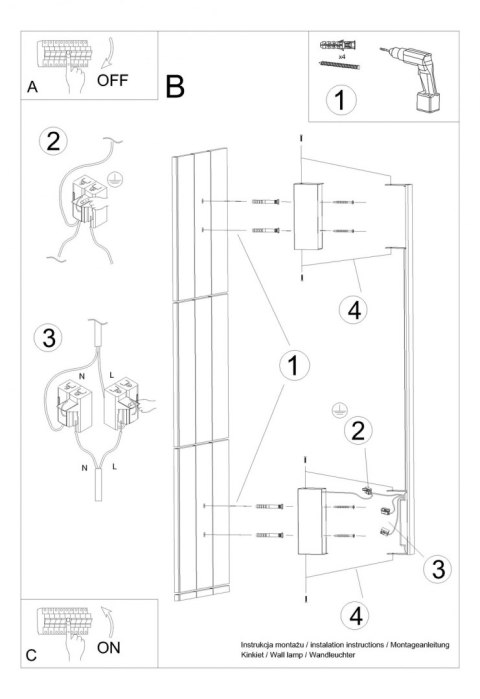 Sollux Lampa Kinkiet SAPPO L czarny LED 4000K