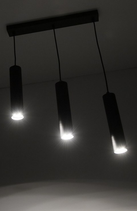 Lampa wisząca czarna potrójna 3x25W Tubo 33-79107