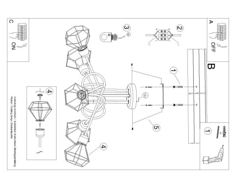 Sollux Lampa Żyrandol ARTEMIS 5S czarny