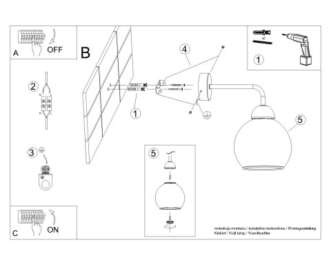 Sollux Lampa Kinkiet ALINO 1 czarny