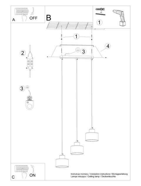 Sollux Lampa wisząca SAVAR 3 czarna