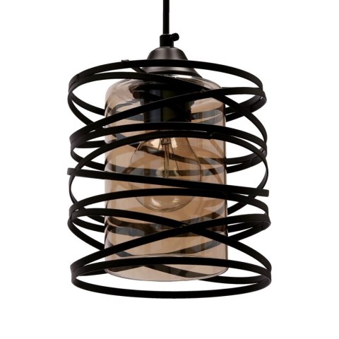 Eluna lampa wisząca czarny E27 klosz bursztynowy 31-09548