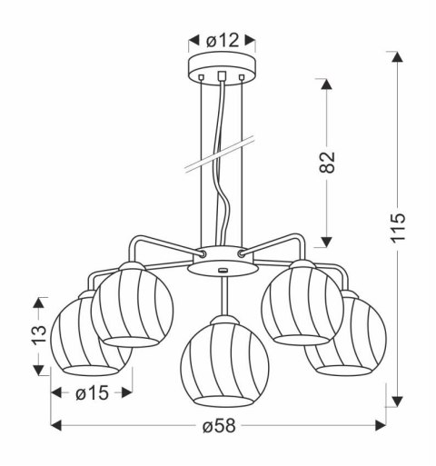 Larix lampa wisząca chromowy 5x40w e27 klosz biały 35-23841