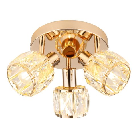 DUBAI LAMPA SUFITOWA PLAFON SAT ZŁOTY 3X40W E14 KLOSZ ZŁOTY Z KRYSZT TRANSP
