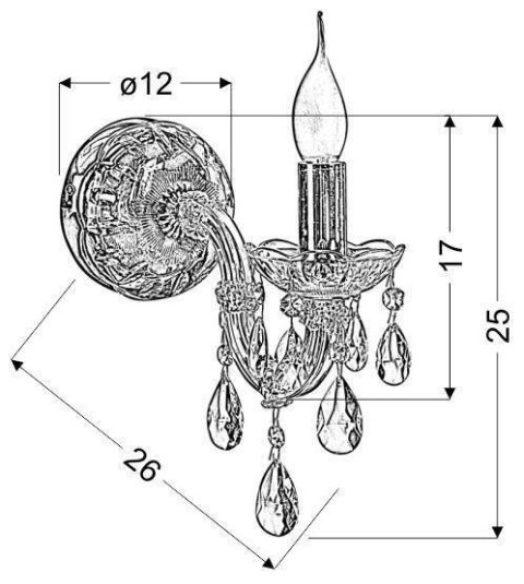 Kinkiet ścienny złoty kryształowy LED klasyczna