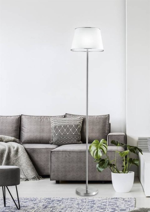 Lampa podłogowa satynowa biały abażur z tkaniny Ibis Candellux 51-00920