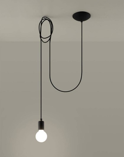 Sollux Lighting Lampa wisząca EDISON 1 LONG czarny