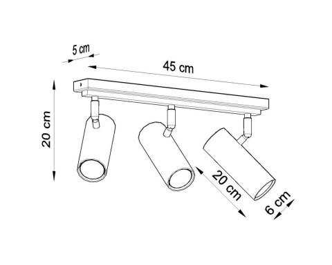 Sollux Lampa Plafon DIREZIONE 3 czarny