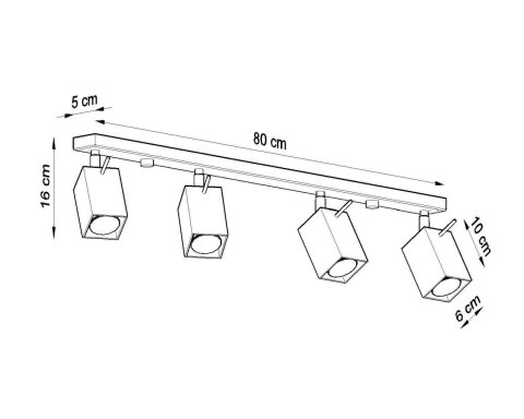 Sollux Lampa Plafon MERIDA 4L czarny