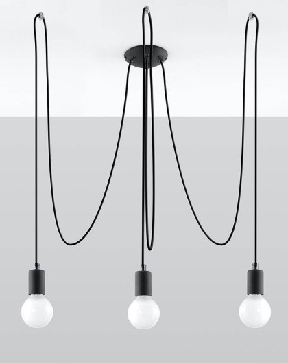 Sollux Lighting Żyrandol EDISON 3 czarny