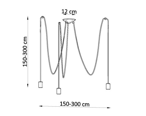 Sollux Lampa Żyrandol Zwis EDISON 3 czarny do salonu nad stół