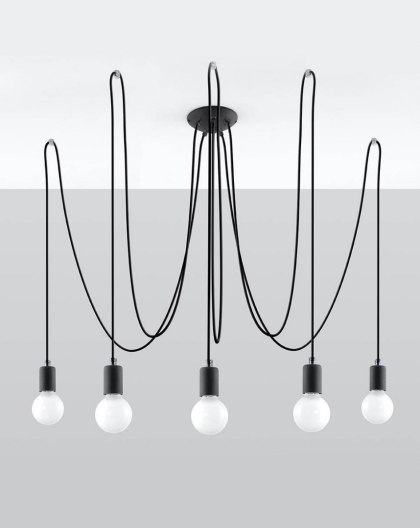 Sollux Lighting Żyrandol EDISON 5 czarny
