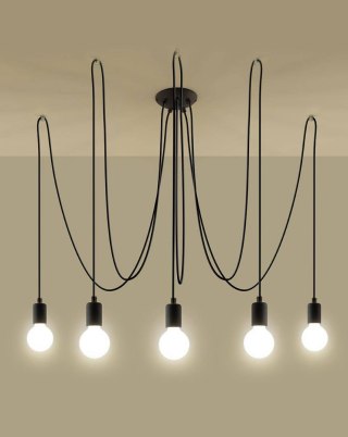 Sollux Lighting Żyrandol EDISON 5 czarny