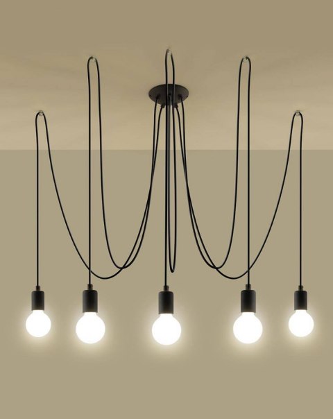Sollux Lampa Żyrandol EDISON 5 czarny