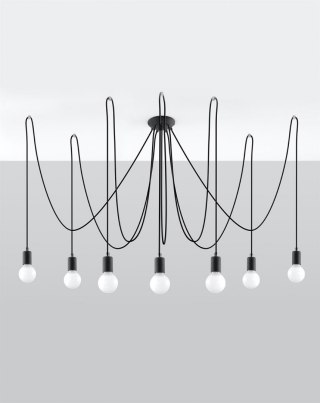 Sollux Lampa Żyrandol EDISON 7 czarny