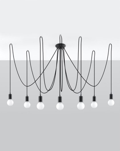 Sollux Lighting Żyrandol EDISON 7 czarny