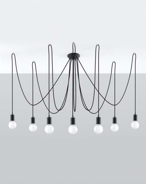 Sollux Lampa Żyrandol EDISON 7 czarny