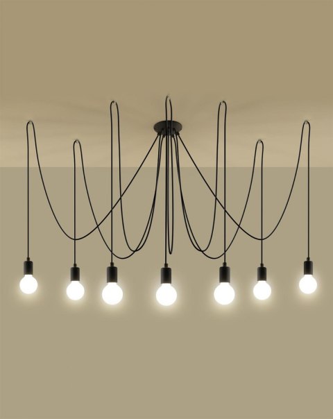 Sollux Lampa Żyrandol EDISON 7 czarny