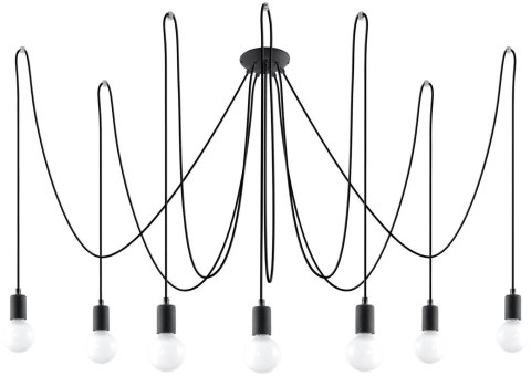 Sollux Lampa Żyrandol EDISON 7 czarny