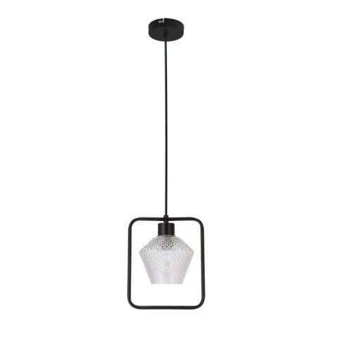 NIKO LAMPA WISZĄCA CZARNY 1X40W E27 KLOSZ BEZBARWNY KARBOWANY