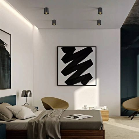 Lampa DUŻA OPRAWA NATYNKOWA HALOGENOWA TUBA LED RUCHOMA CZARNA