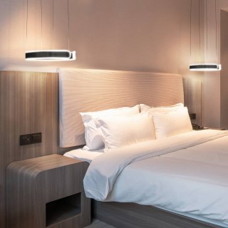 Lampa LED wisząca okrąg czarna XZ-001 34W + pilot