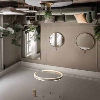 Lampa LED wisząca okrąg złota XZ-004 88W + pilot