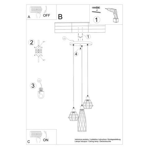 Lampa wisząca SUBA 3P czarna