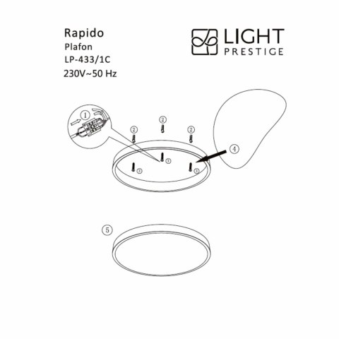 Rapido plafon mały czarny 4000K Light Prestige