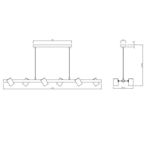 Lampa wisząca Snow 6 czarna 6xGU10 Light Prestige