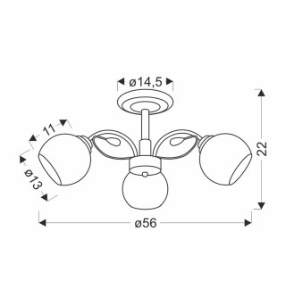 Graphite Lampa Sufitowa Czarny Perłowy 3X40 E27 Klosz Biały