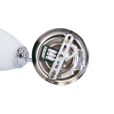 Kinkiet ścienny chromowy z kryształkiem biały klosz Simpli Candellux 21-64288