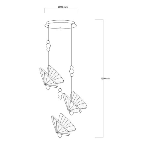 Lampa wisząca Mariposa 3 złota LED CCT Light Prestige