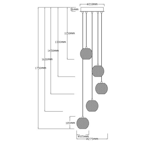 Diamond 5 wisząca złota Light Prestige