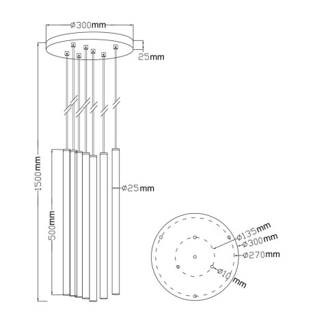 Lampa wisząca Lungo 7 kolor mix 7xG9 Light Prestige